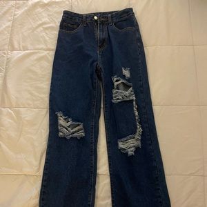 Shein xs wide legged ripped jeans